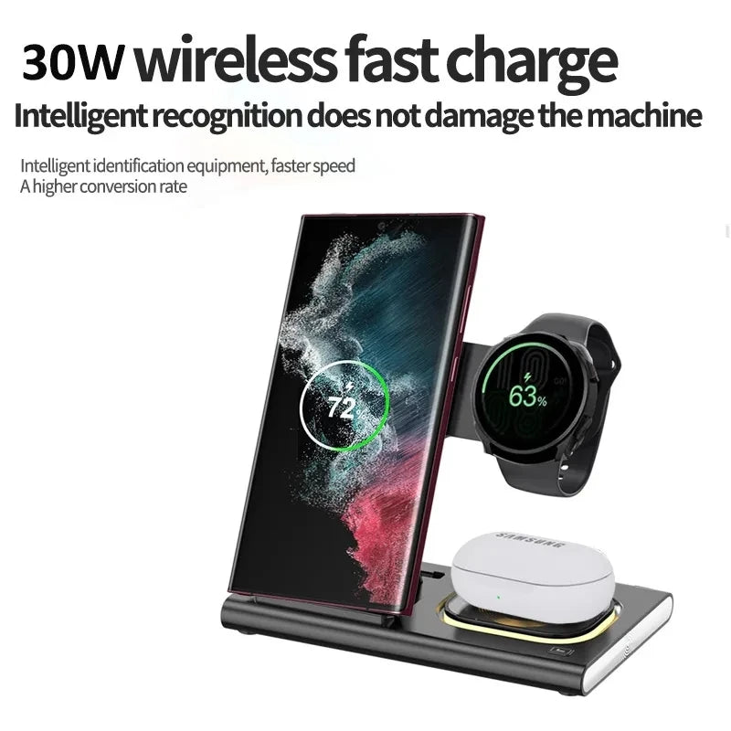 Wireless Charger Stand 30W - Fast Charging Dock Station